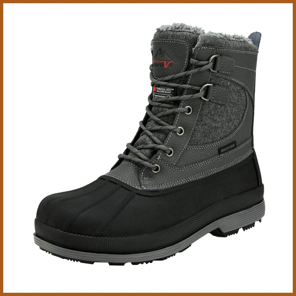 Waterproof Winter Snow Boots with Faux Fur Lining, Rubber Sole